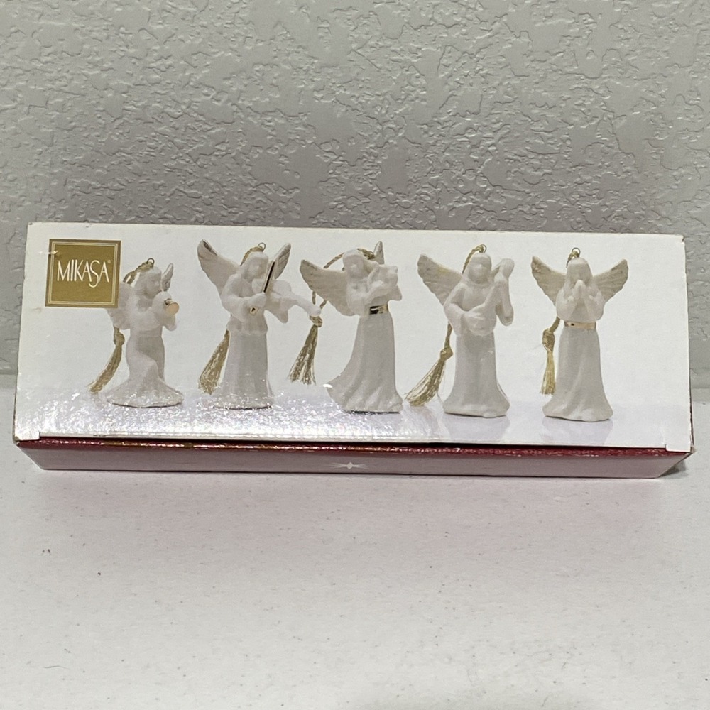 Mikasa Holiday Christmas Angels Set of 5 Ornaments Porcelain Angelic Orchestra